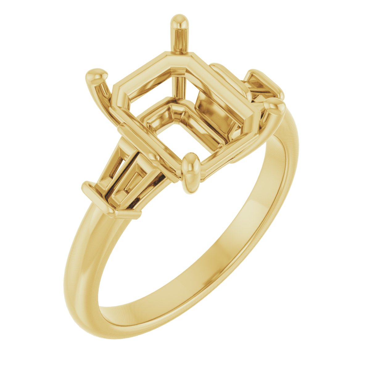 Baguette Accented Engagement Ring