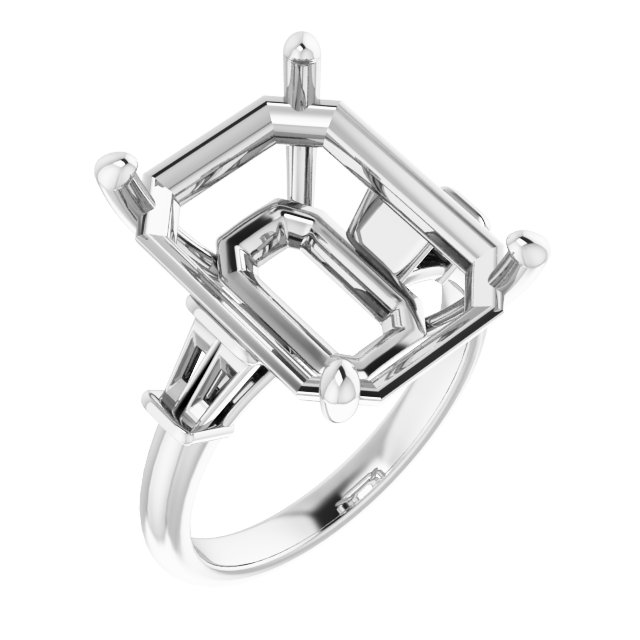 Baguette Accented Engagement Ring