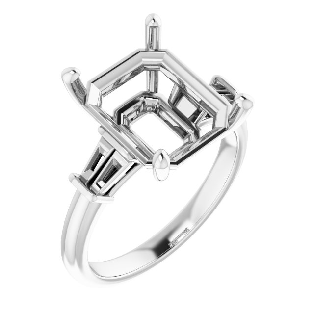 Baguette Accented Engagement Ring