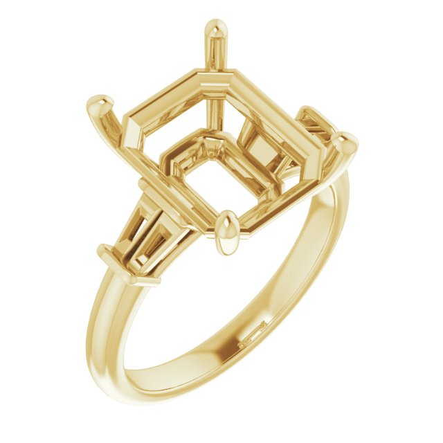 Baguette Accented Engagement Ring