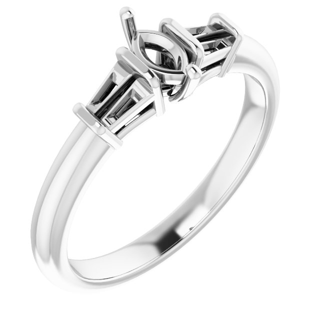 Baguette Accented Engagement Ring