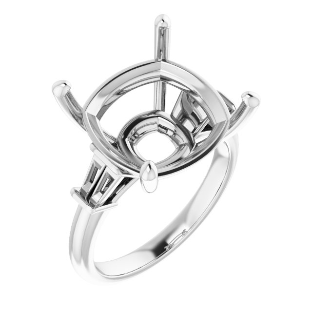 Baguette Accented Engagement Ring