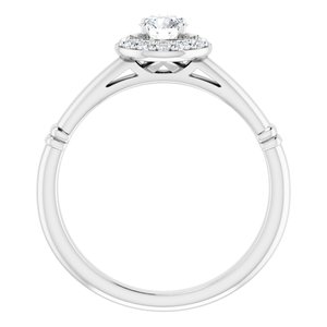 Platinum 4 mm Round Forever Oneâ„¢ Moissanite & 1/10 CTW Diamond Engagement Ring  