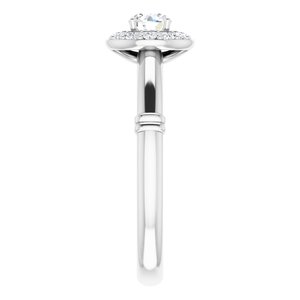 Platinum 4 mm Round Forever Oneâ„¢ Moissanite & 1/10 CTW Diamond Engagement Ring  