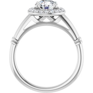 14K White 6.5 mm Round Forever One™ Moissanite & 1/6 CTW Diamond Engagement Ring