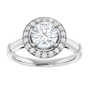 14K White 6.5 mm Round Forever Oneâ„¢ Moissanite & 1/6 CTW Diamond Engagement Ring  