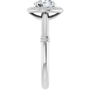 14K White 6.5 mm Round Forever Oneâ„¢ Moissanite & 1/6 CTW Diamond Engagement Ring  