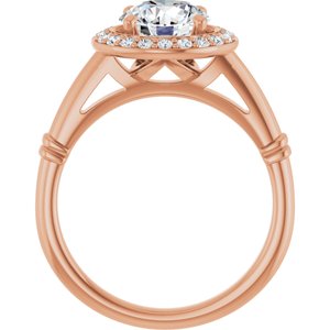 14K Rose 7.5 mm Round Forever One™ Moissanite & 1/6 CTW Diamond Engagement Ring