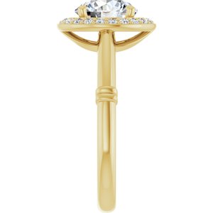 14K Yellow 8 mm Round Forever Oneâ„¢ Moissanite & 1/5 CTW Diamond Engagement Ring  
