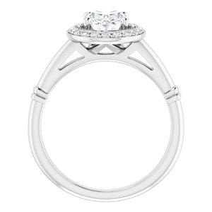 14K White 8x6 mm Oval Forever Oneâ„¢ Moissanite & 1/6 CTW Diamond Engagement Ring  