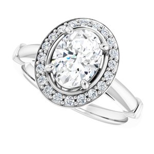 Platinum 8x6 mm Oval Forever Oneâ„¢ Moissanite & 1/6 CTW Diamond Engagement Ring  
