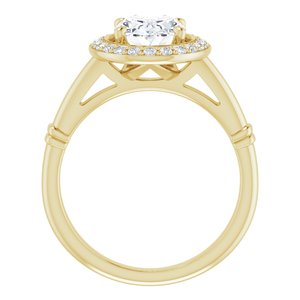 14K Yellow 9x7 mm Oval Forever One™ Moissanite & 1/5 CTW Diamond Engagement Ring