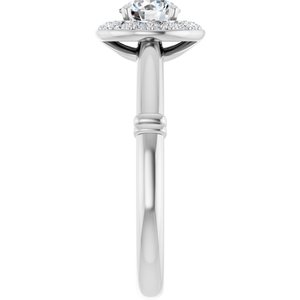 14K White 5 mm Round Forever Oneâ„¢ Moissanite & 1/8 CTW Diamond Engagement Ring  