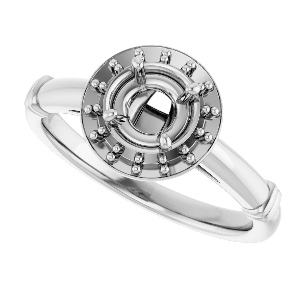 14K White 5 mm Round Forever Oneâ„¢ Moissanite & 1/8 CTW Diamond Engagement Ring  