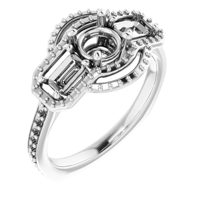 Three-Stone Halo-Style Engagement Ring