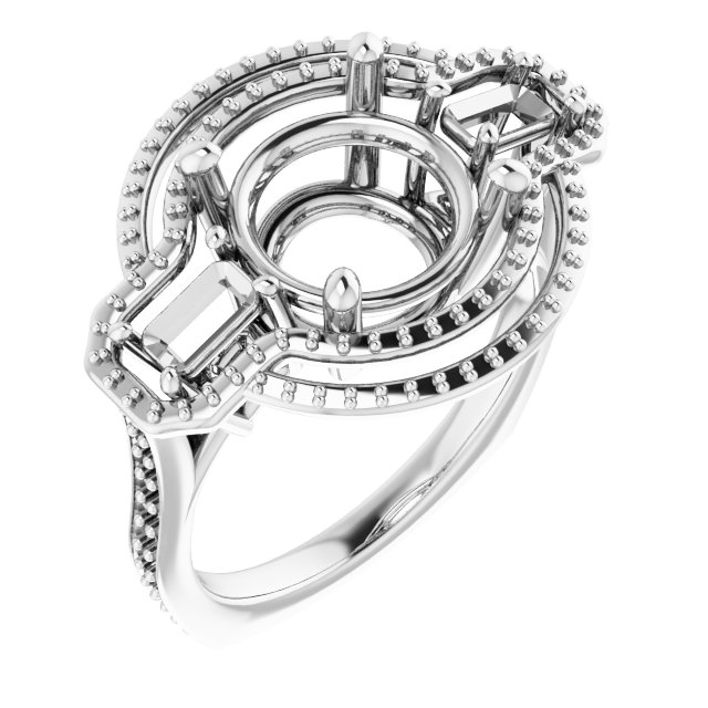 Three-Stone Halo-Style Engagement Ring