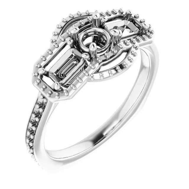 Three-Stone Halo-Style Engagement Ring