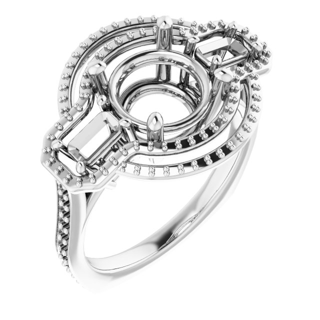 Three-Stone Halo-Style Engagement Ring