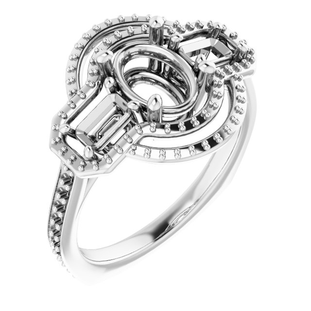 Three-Stone Halo-Style Engagement Ring
