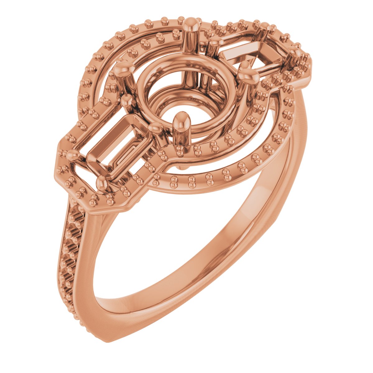 Three-Stone Halo-Style Engagement Ring