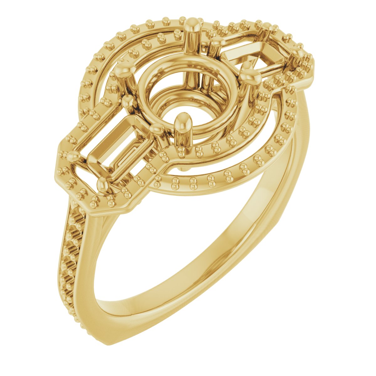 Three-Stone Halo-Style Engagement Ring
