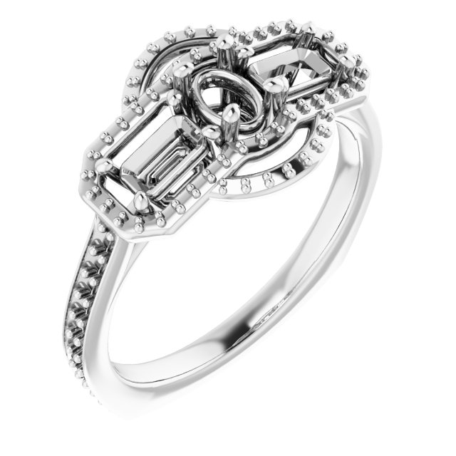 Three-Stone Halo-Style Engagement Ring