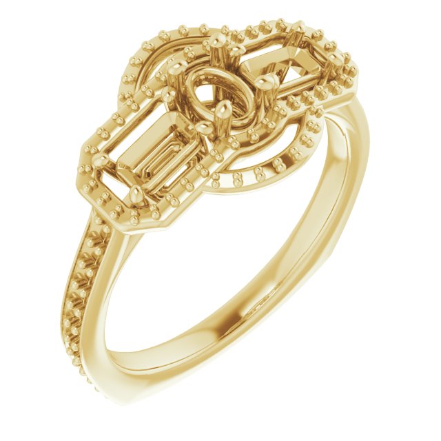 Three-Stone Halo-Style Engagement Ring