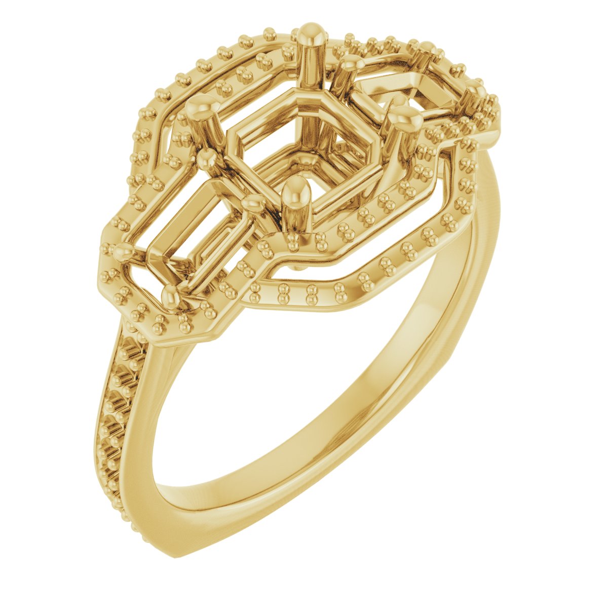 Three-Stone Halo-Style Engagement Ring