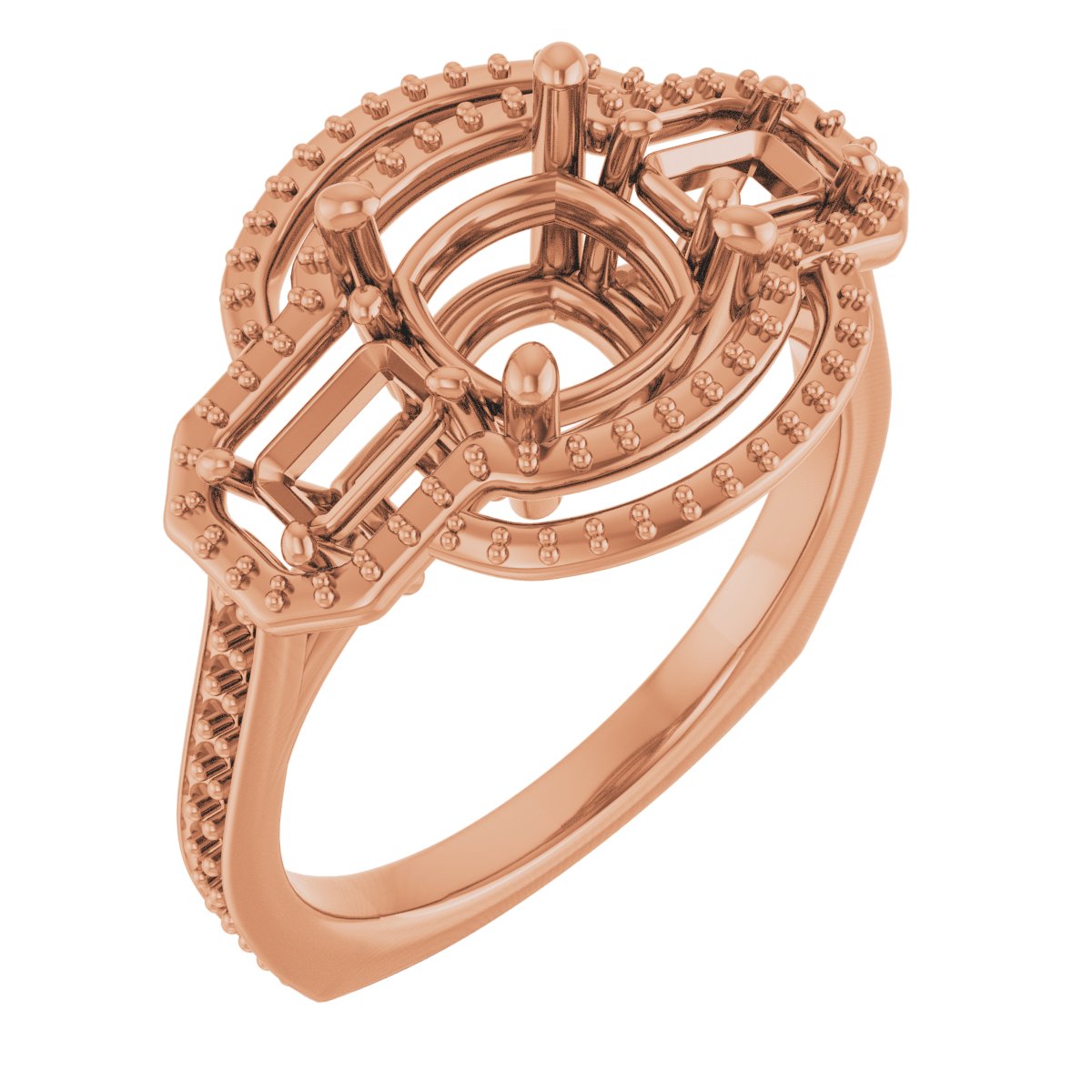 Three-Stone Halo-Style Engagement Ring