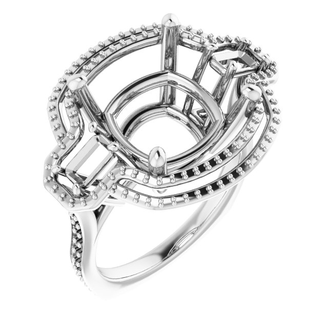 Three-Stone Halo-Style Engagement Ring