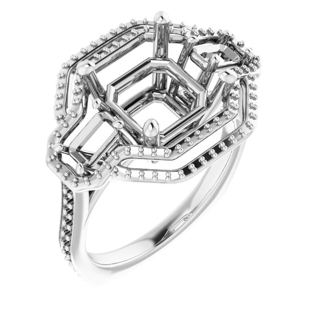Three-Stone Halo-Style Engagement Ring