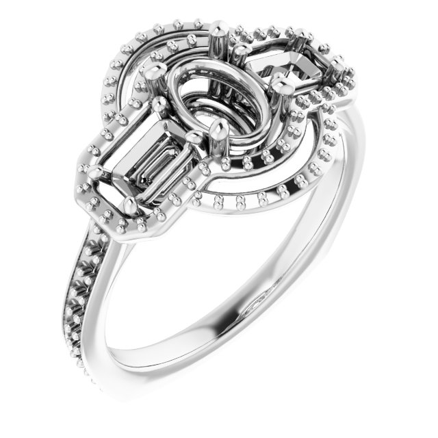 Three-Stone Halo-Style Engagement Ring