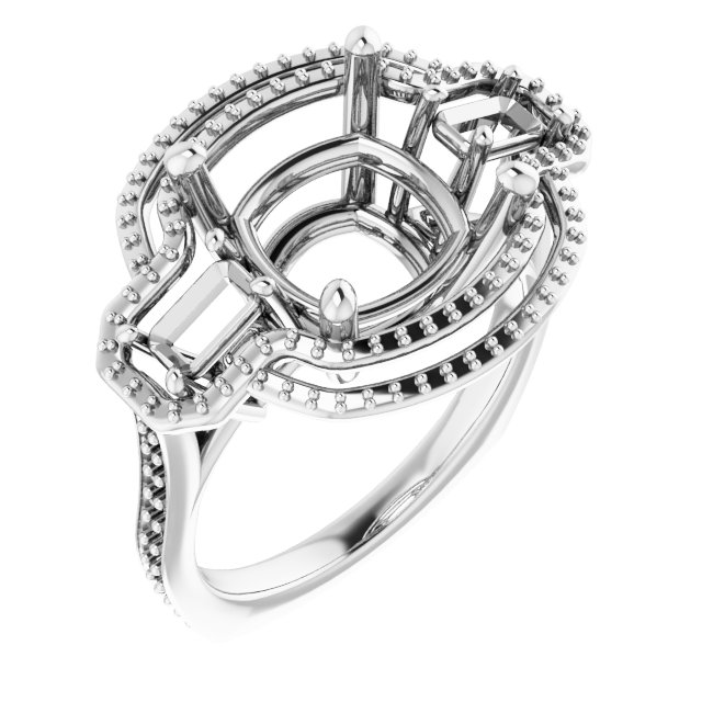 Three-Stone Halo-Style Engagement Ring