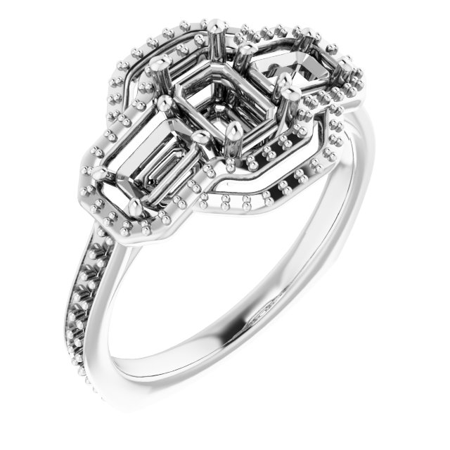 Three-Stone Halo-Style Engagement Ring
