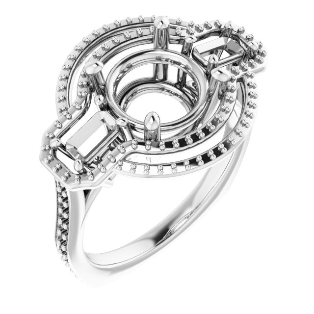 Three-Stone Halo-Style Engagement Ring