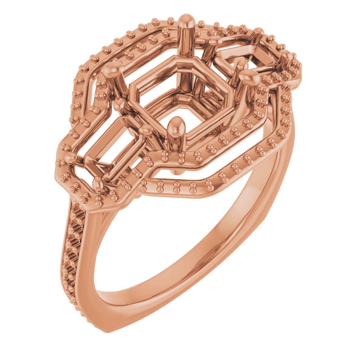 Three-Stone Halo-Style Engagement Ring