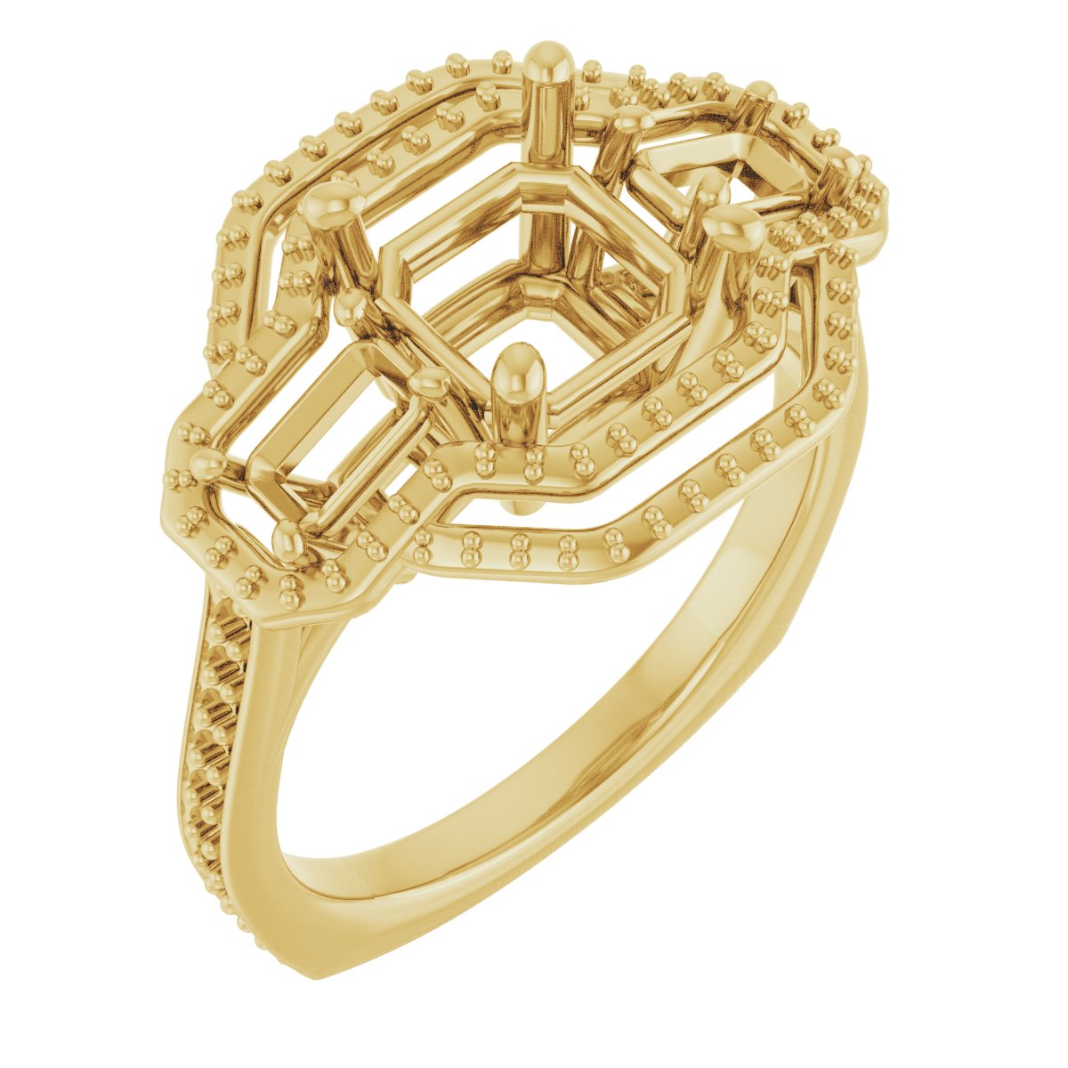 Three-Stone Halo-Style Engagement Ring