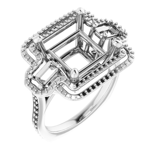 Three-Stone Halo-Style Engagement Ring
