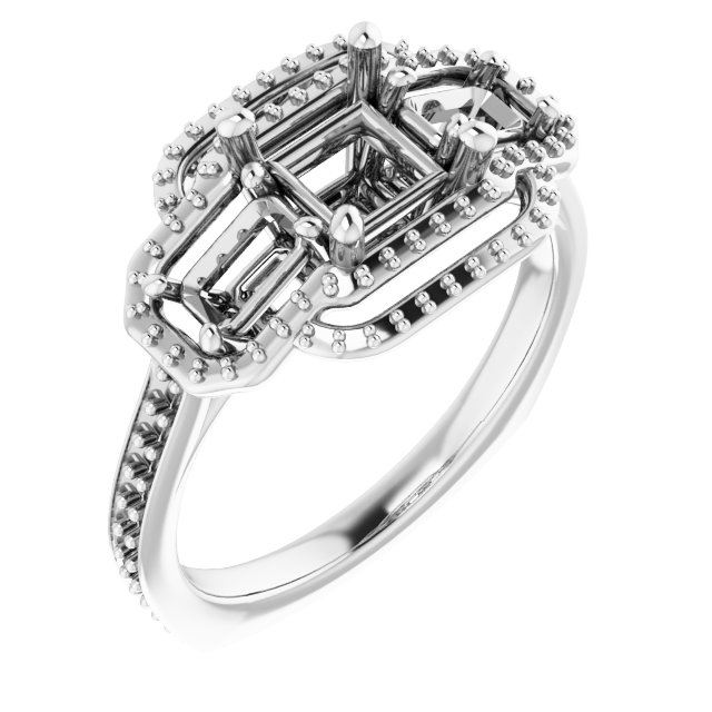 Three-Stone Halo-Style Engagement Ring