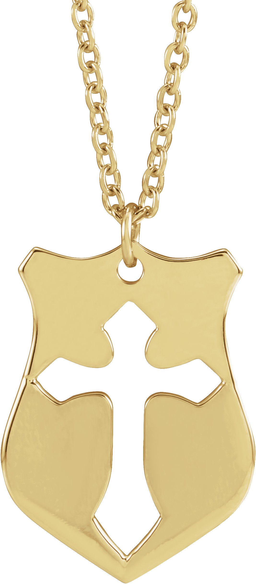 14K Yellow 20.7x15.4 mm Pierced Cross Shield 20" Necklace