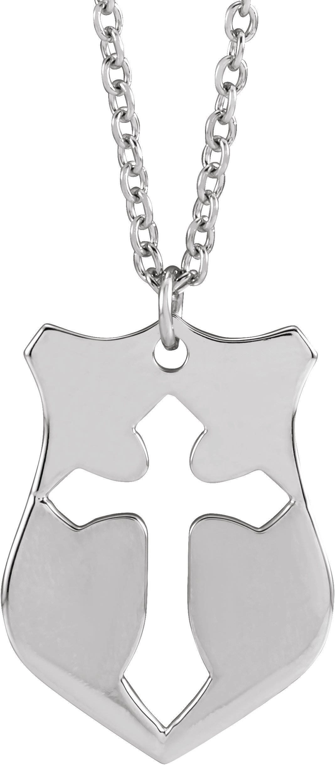Sterling Silver 20x15 mm Pierced Cross Shield 20" Necklace
