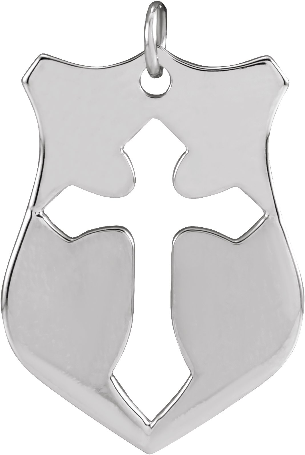Sterling Silver 20.7x15.4 mm Pierced Cross Shield Pendant