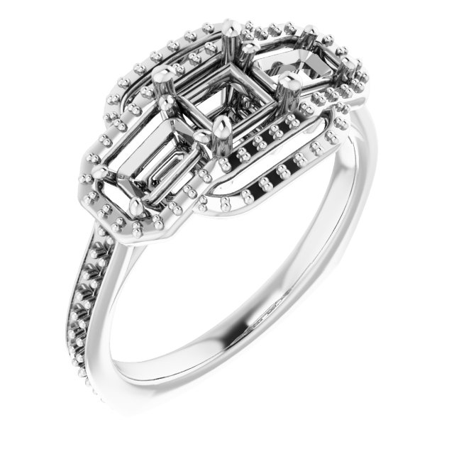 Three-Stone Halo-Style Engagement Ring