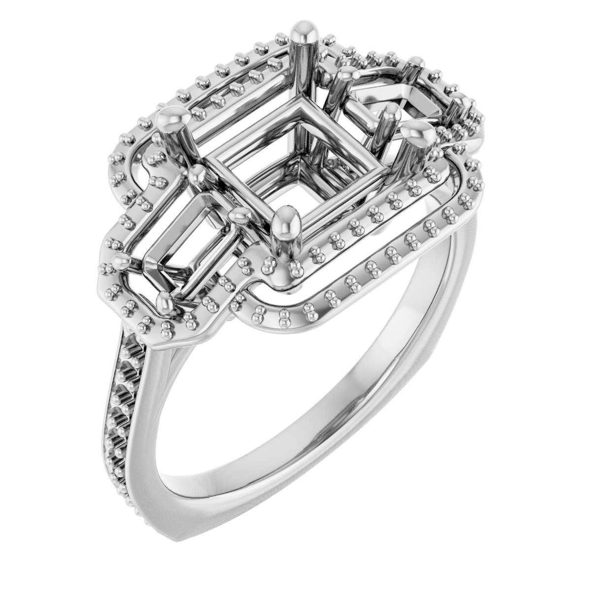 Three-Stone Halo-Style Engagement Ring
