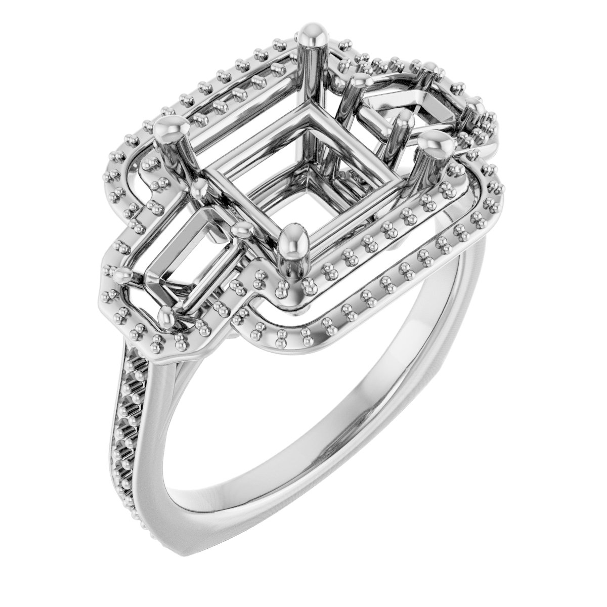 Three-Stone Halo-Style Engagement Ring