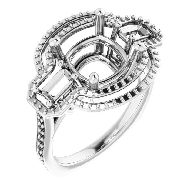 Three-Stone Halo-Style Engagement Ring