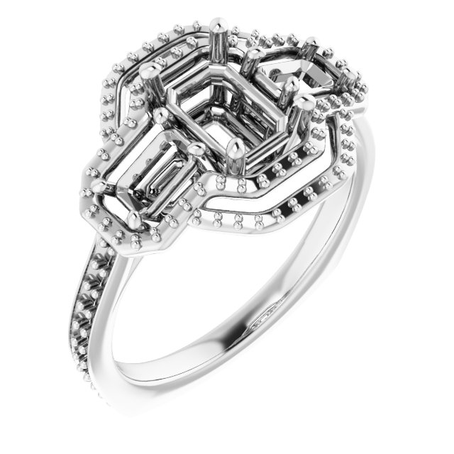 Three-Stone Halo-Style Engagement Ring