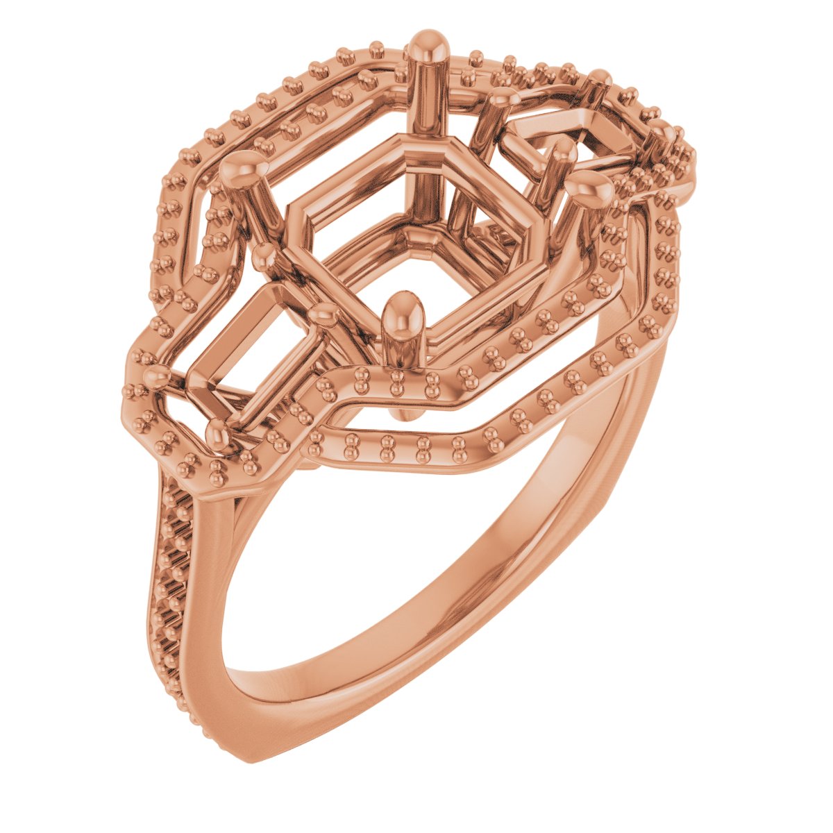 Three-Stone Halo-Style Engagement Ring