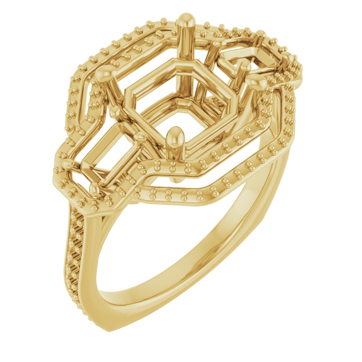 Three-Stone Halo-Style Engagement Ring