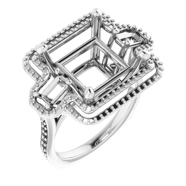 Three-Stone Halo-Style Engagement Ring